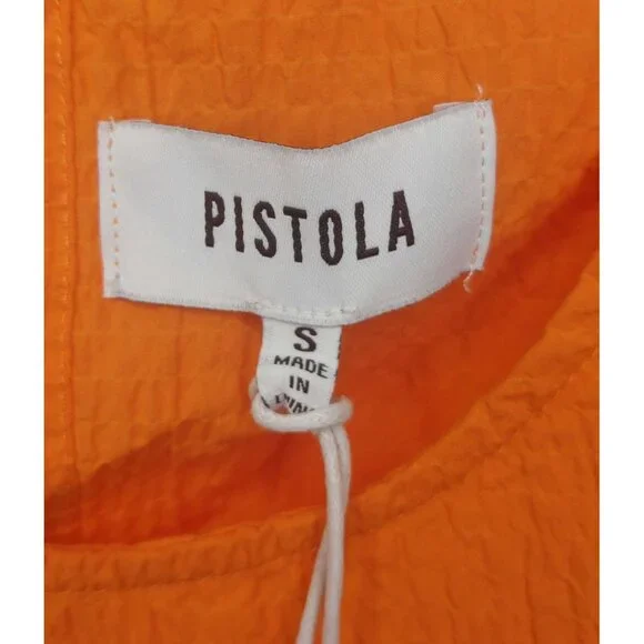 Pistola Womens Golden Orange Sleeveless Crop Top~Side Ties~Textured Fabric~Small - Picture 5 of 9